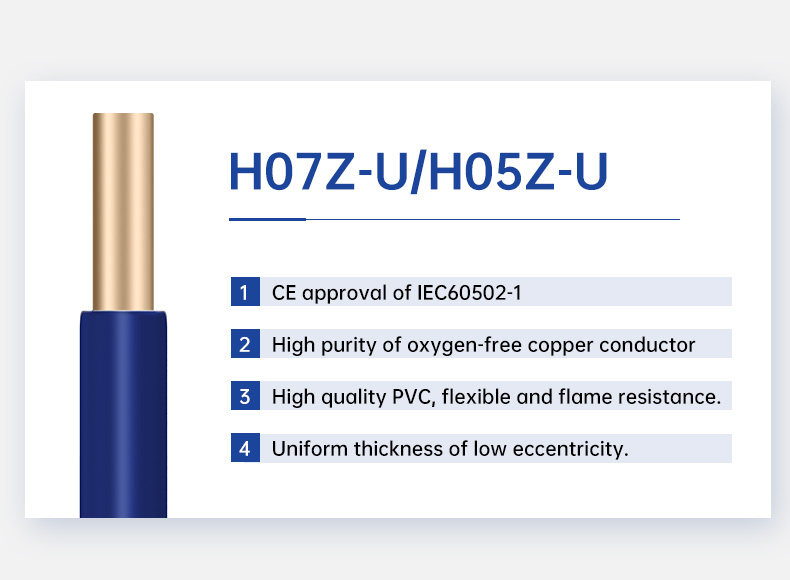 H05Z-U/H07Z-U flame retardant low smoke LSZH cable(图2)