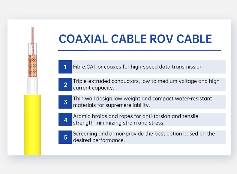 RG6 Coaxial Cable Rov Umbilical Kevlar Reinforced Cable(图2)