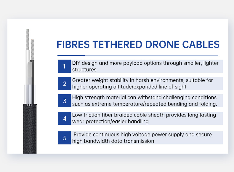 Army Use Tethered Drone Wire Fiber Optical Hybrid Cable(图2)