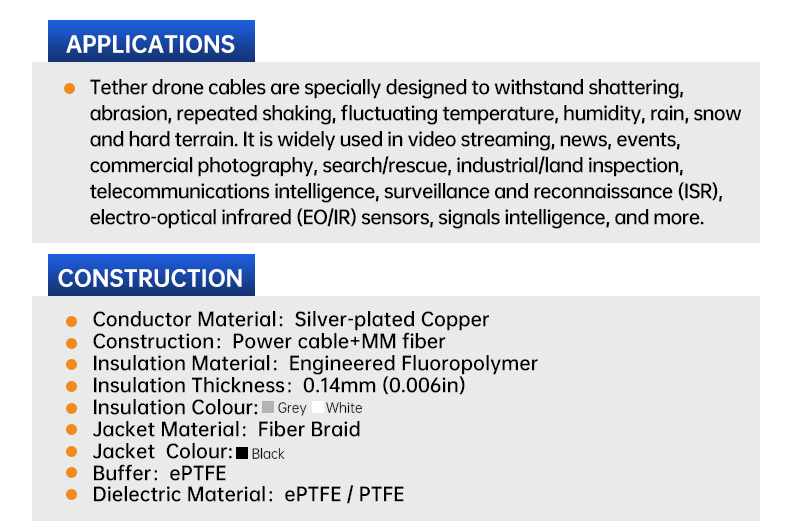 Aerial tethered drone Power Cable For Commercial & Military(图4)