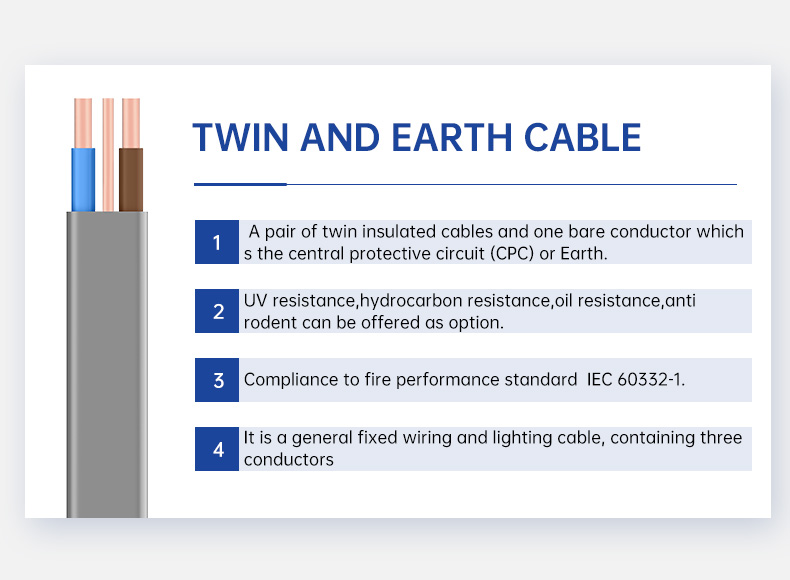 Grey 2.5mm 24A Flat Twin & Earth (T&E) PVC Cable(图2)