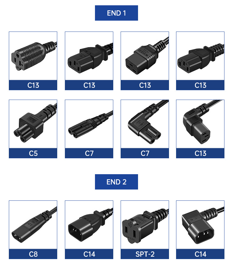 Black H03VVH2-F 2X0.75mm EU Power Cord To C7 (图8)