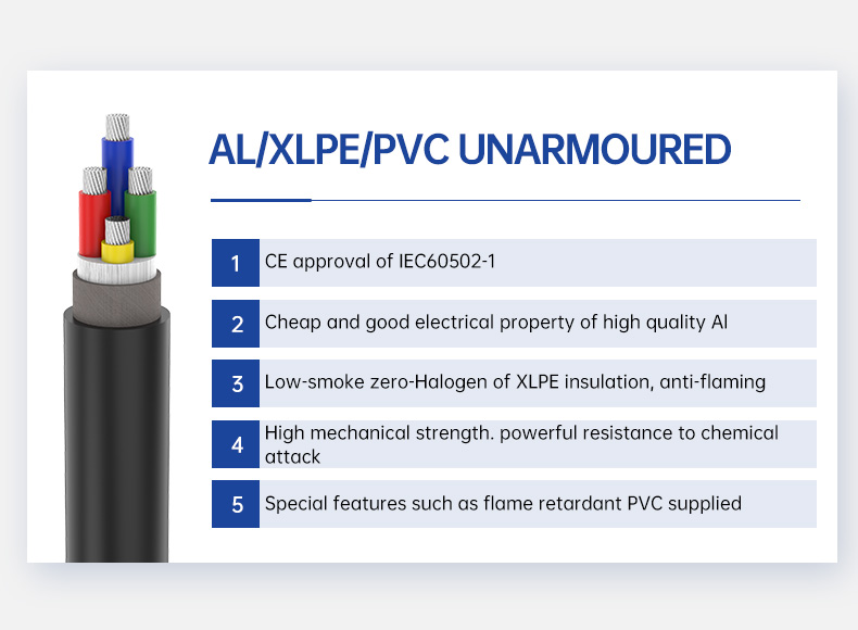 0.6/1KV 4 Core AL/PVC/XLPE Insulated Unarmoured Power Cable(图2)