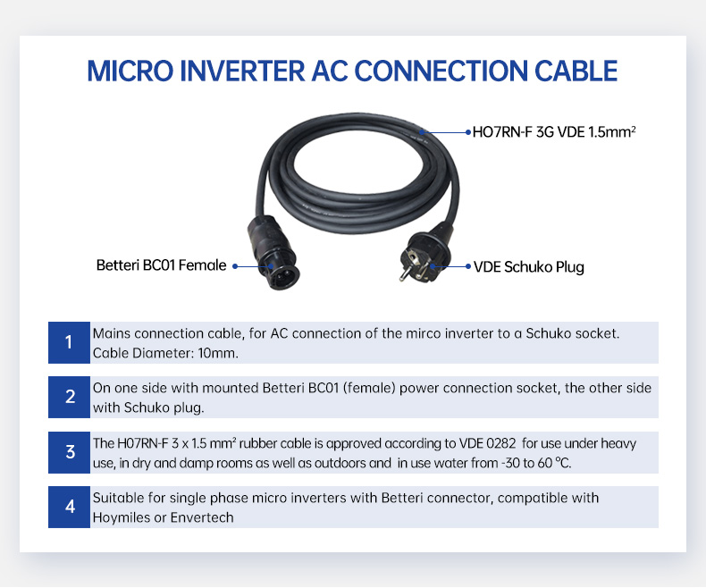 AC Connection Cable Betteri BC01 Famale to EU Schuko Plug(图2)