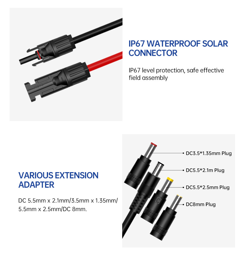  Solar Connector To Dc 5.5X 2.5mm Extension Solar Panel Adapter Cable(图4)